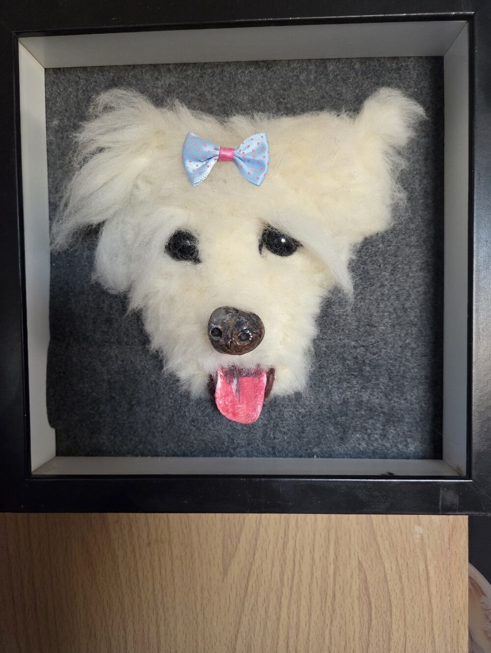 Handmade Needle Felted Dog Face Wall Art - Picture 2 of 2